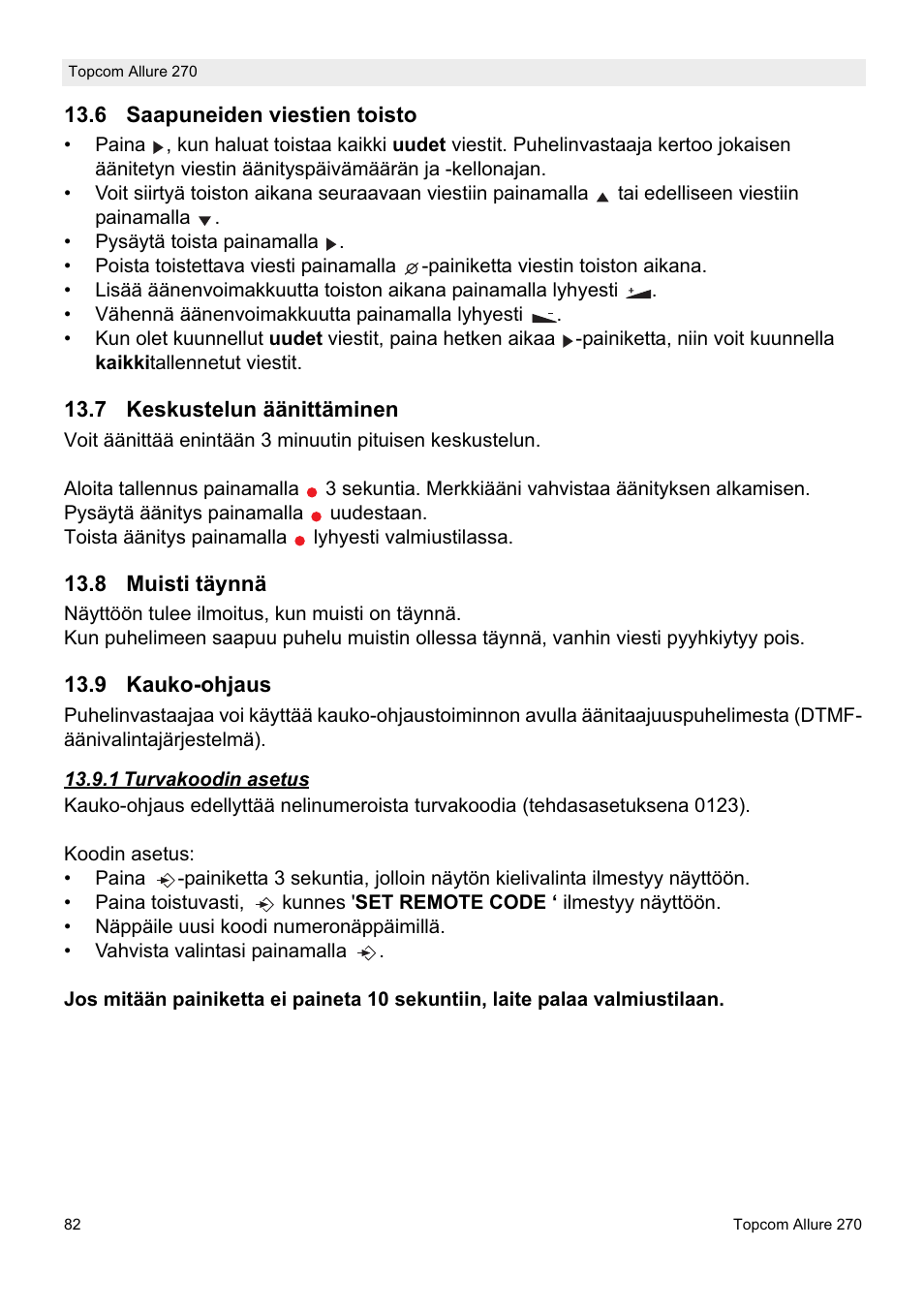 Topcom ALLURE 270 User Manual | Page 82 / 88