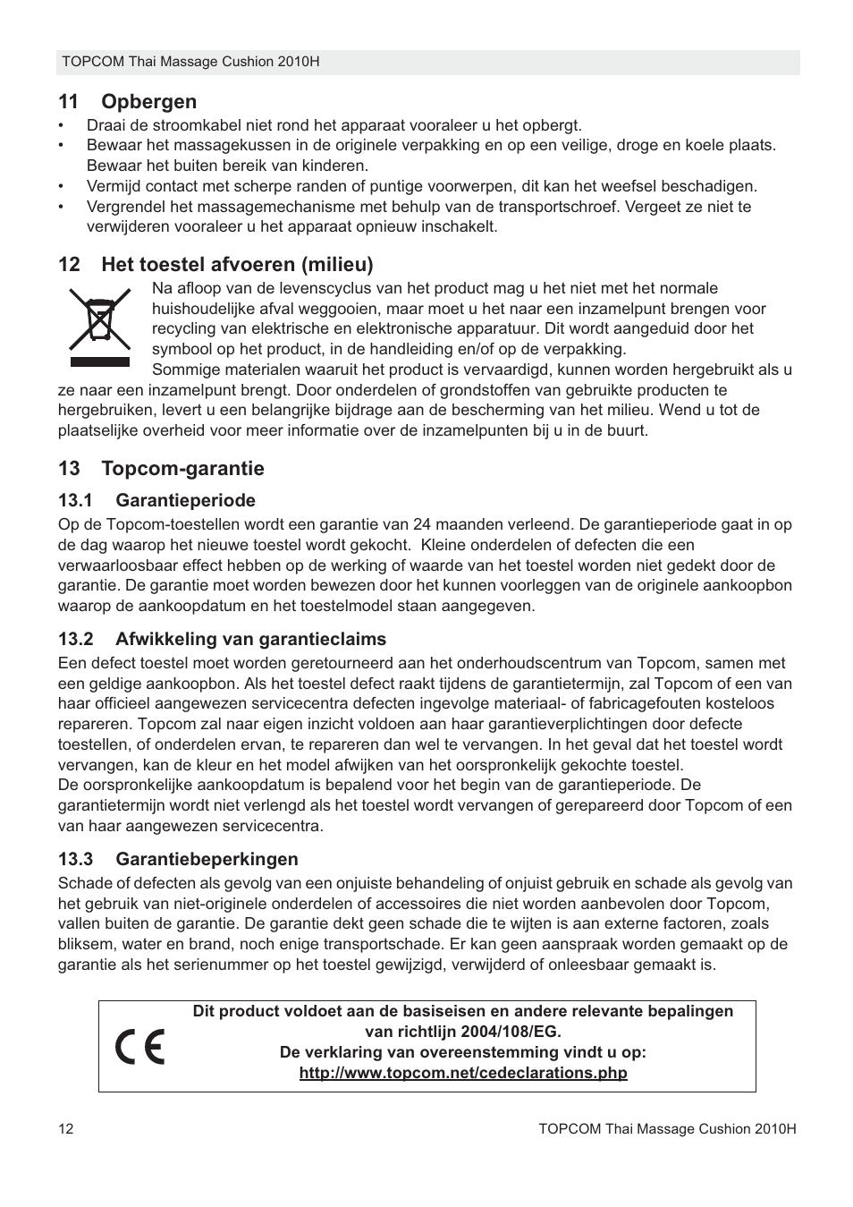 Topcom TMC-2010H User Manual | Page 12 / 72