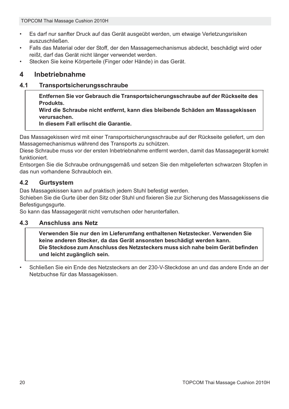 4inbetriebnahme | Topcom TMC-2010H User Manual | Page 20 / 72