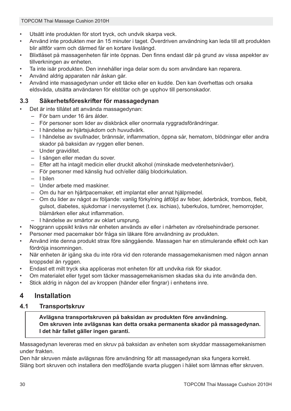 4installation | Topcom TMC-2010H User Manual | Page 30 / 72