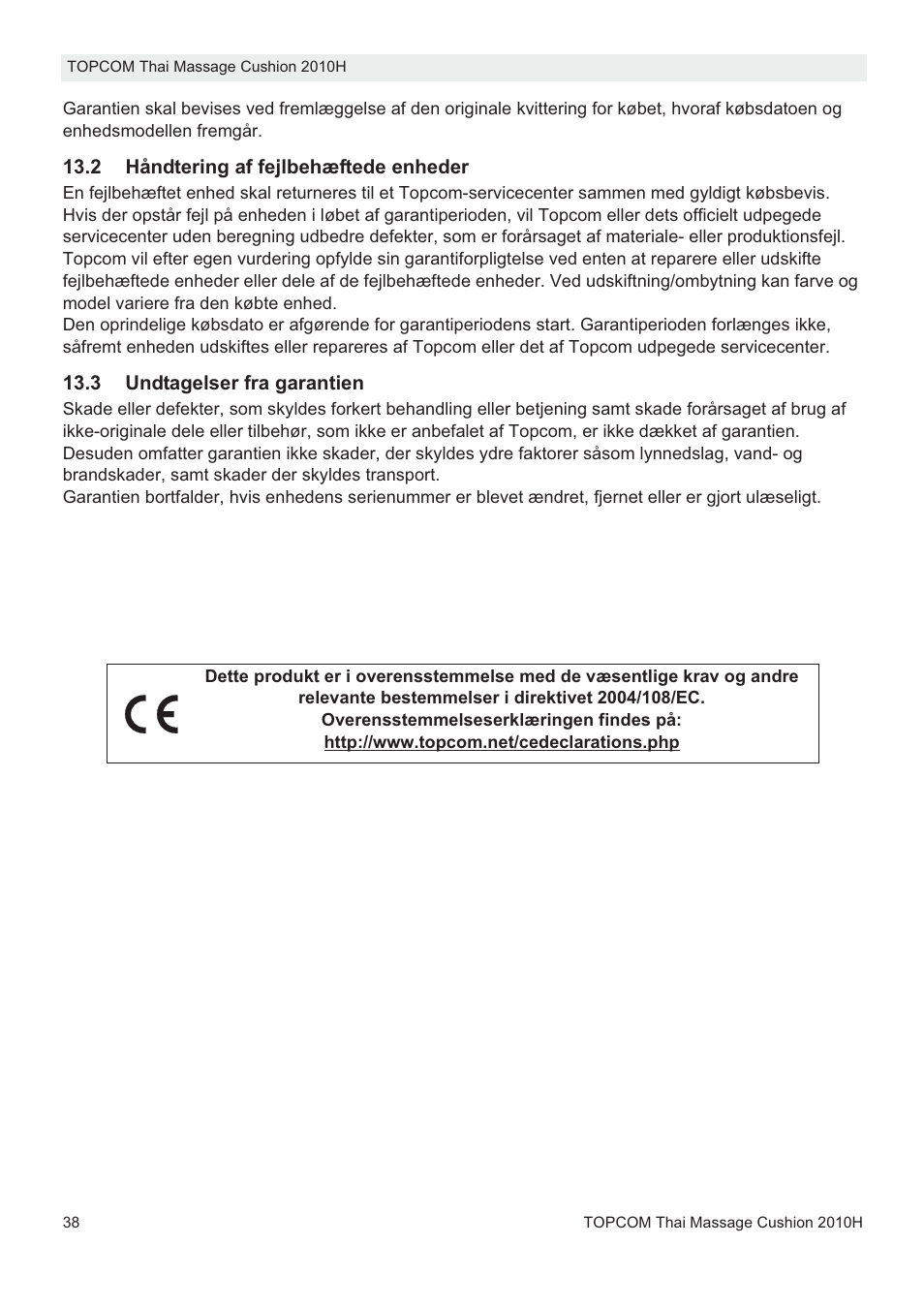 Topcom TMC-2010H User Manual | Page 38 / 72