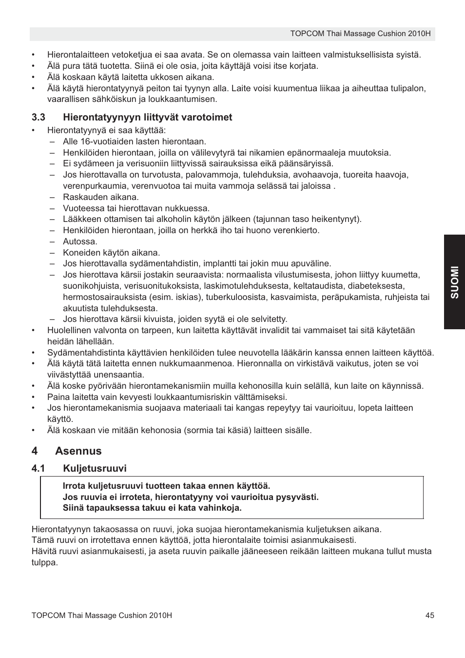 4asennus | Topcom TMC-2010H User Manual | Page 45 / 72