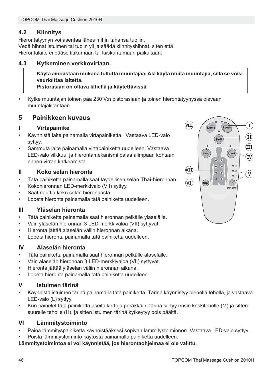 5painikkeen kuvaus | Topcom TMC-2010H User Manual | Page 46 / 72