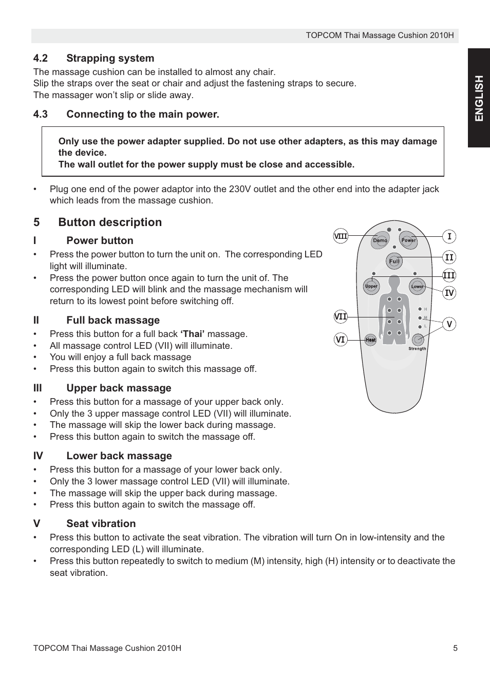 5button description | Topcom TMC-2010H User Manual | Page 5 / 72