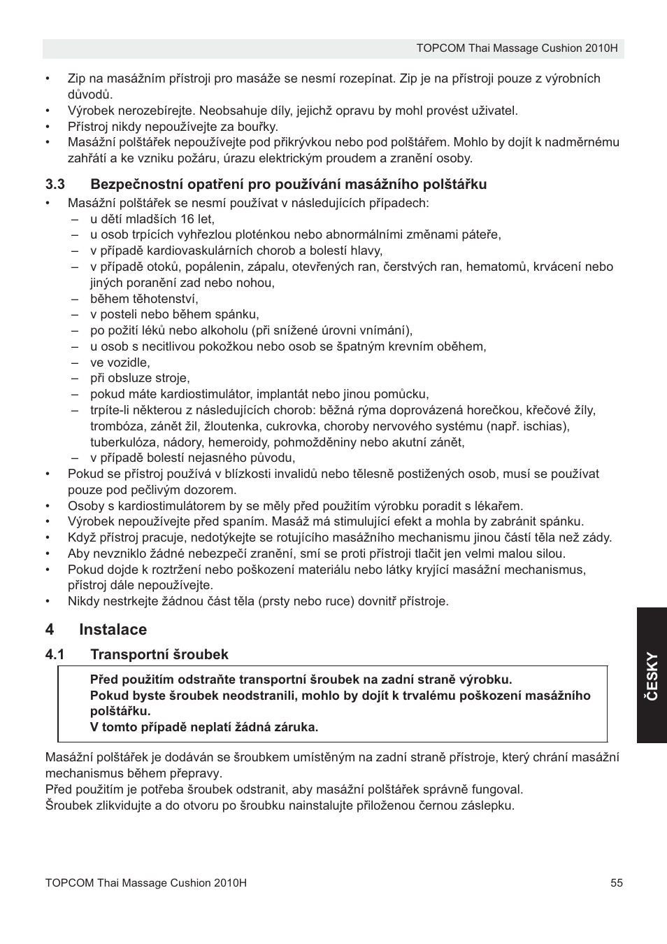 4instalace | Topcom TMC-2010H User Manual | Page 55 / 72
