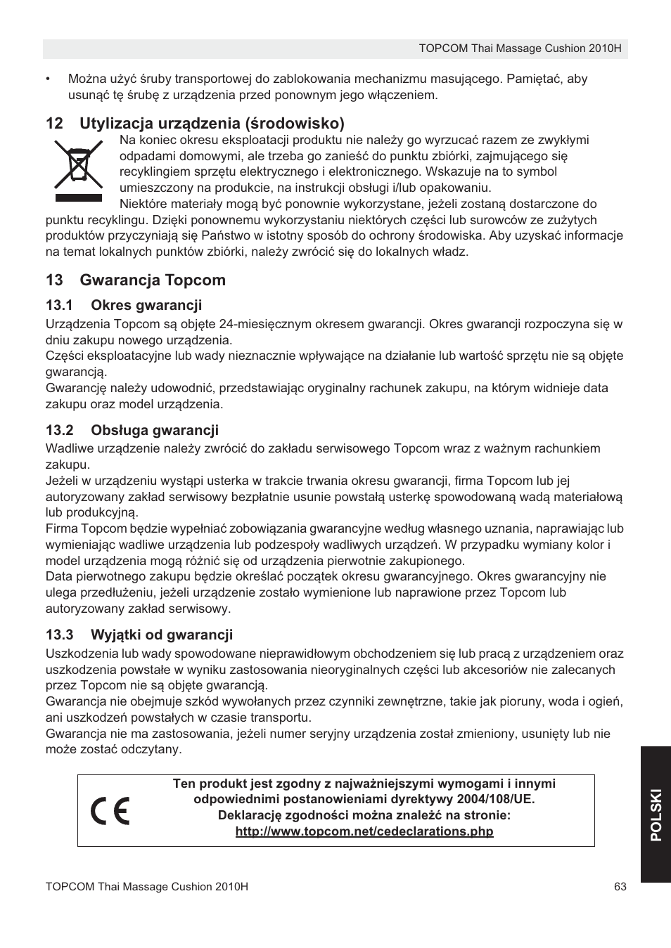 Topcom TMC-2010H User Manual | Page 63 / 72