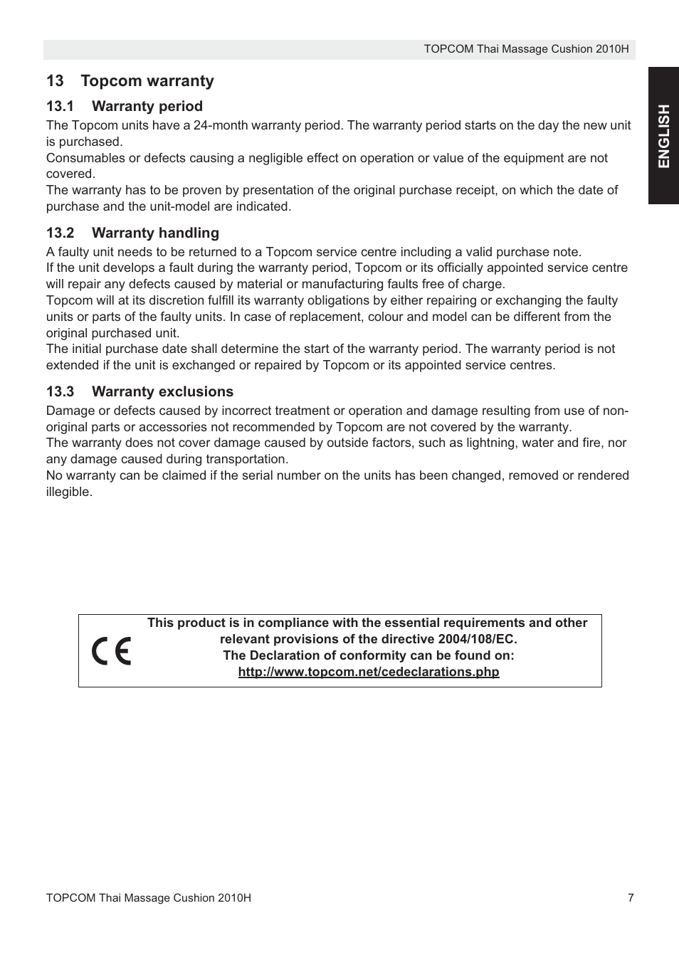 Topcom TMC-2010H User Manual | Page 7 / 72