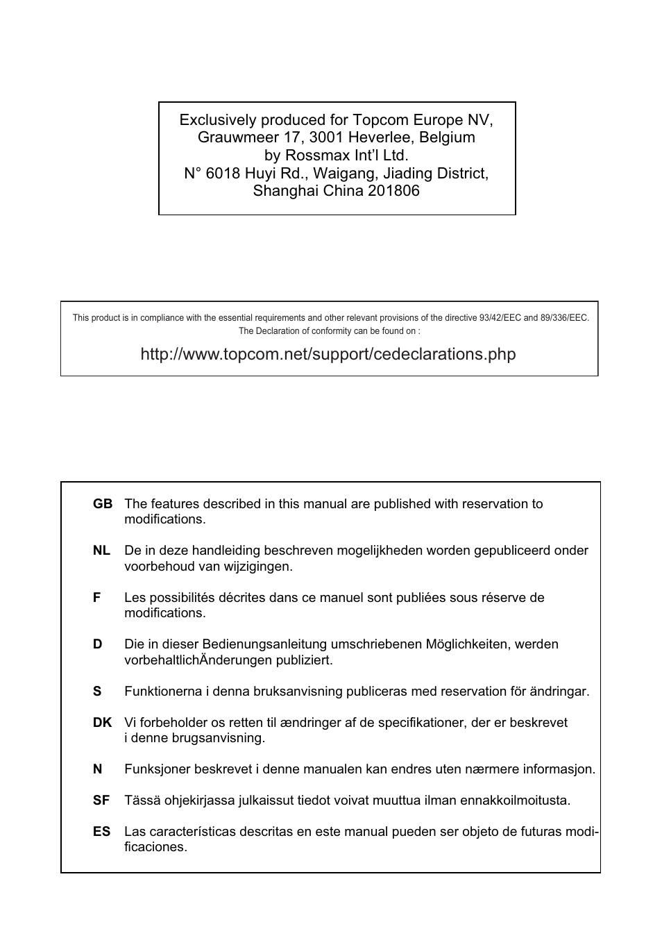 Topcom BPM WRIST 2501 User Manual | Page 2 / 120