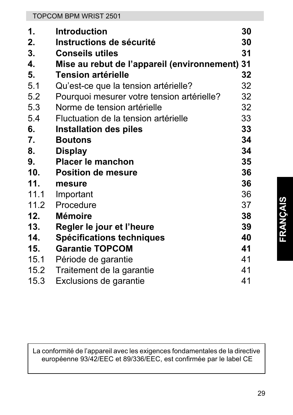 Topcom BPM WRIST 2501 User Manual | Page 29 / 120