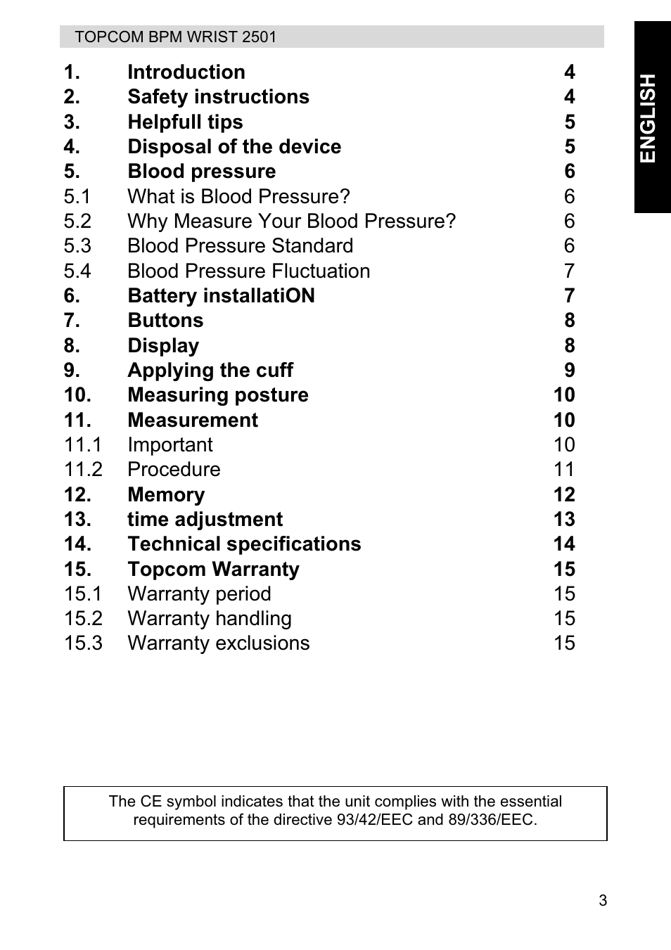 Topcom BPM WRIST 2501 User Manual | Page 3 / 120