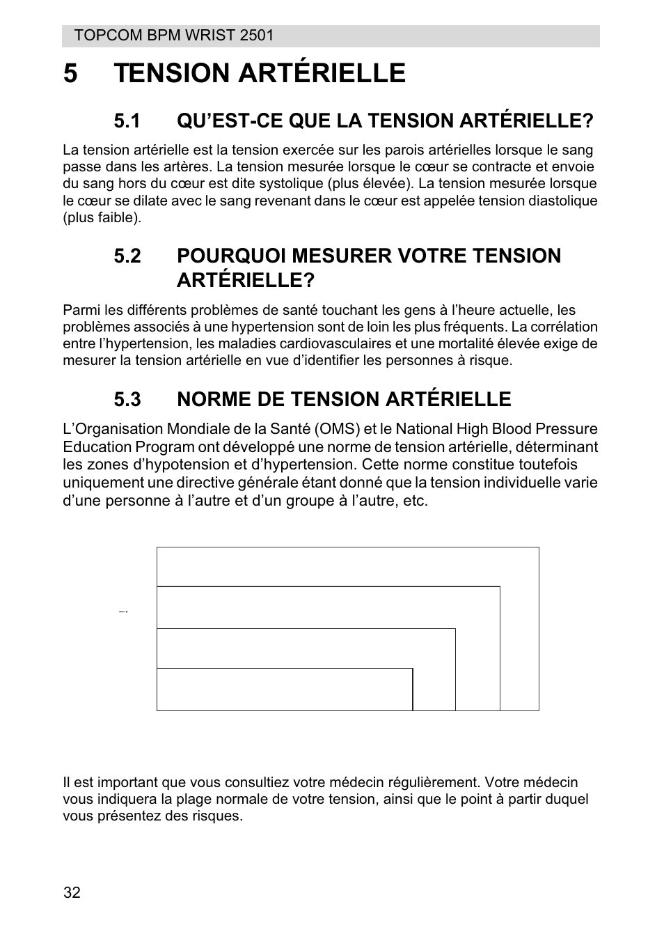 5tension artérielle, Stage 2 hypertension, Stage 1 hypertension | Normal, Prehypertension, 1 qu’est-ce que la tension artérielle, 2 pourquoi mesurer votre tension artérielle, 3 norme de tension artérielle | Topcom BPM WRIST 2501 User Manual | Page 32 / 120