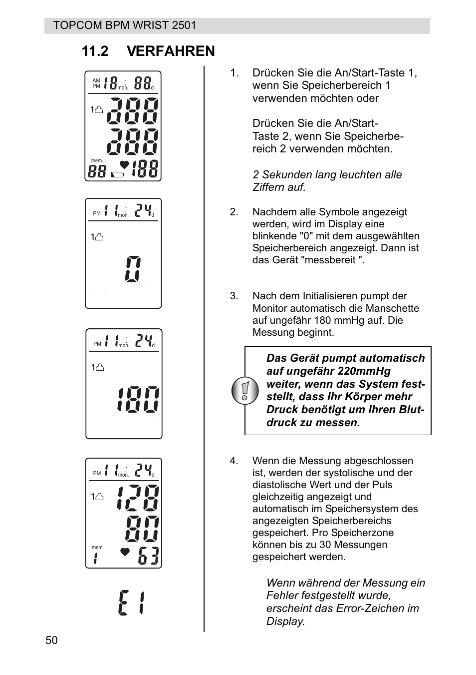 2 verfahren | Topcom BPM WRIST 2501 User Manual | Page 50 / 120