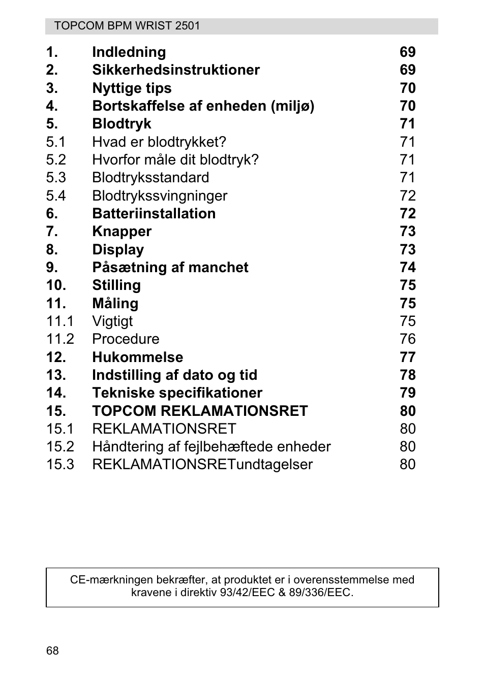 Topcom BPM WRIST 2501 User Manual | Page 68 / 120