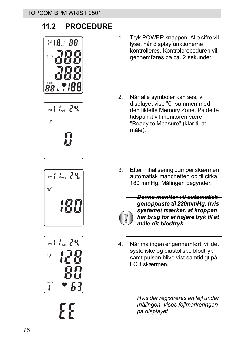 2 procedure | Topcom BPM WRIST 2501 User Manual | Page 76 / 120