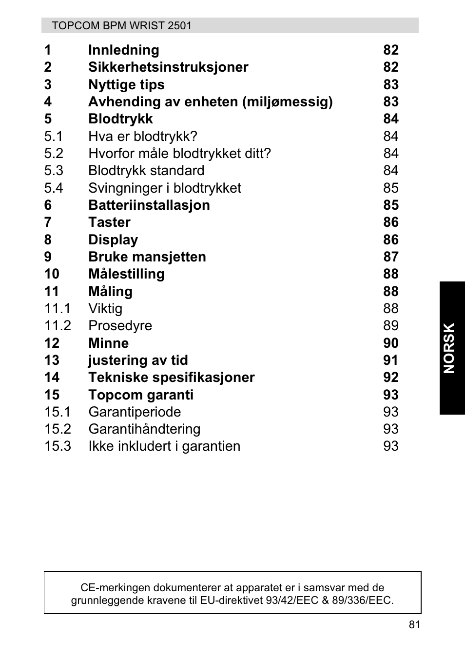 Topcom BPM WRIST 2501 User Manual | Page 81 / 120