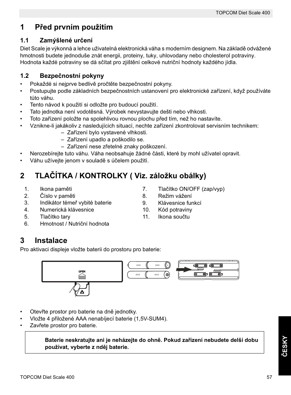 1pĝed prvním použitím | Topcom 400 User Manual | Page 57 / 88