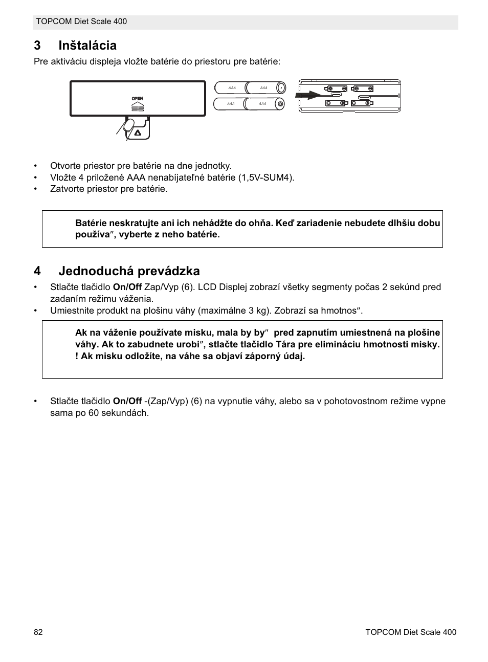 3inštalácia, 4jednoduchá prevádzka | Topcom 400 User Manual | Page 82 / 88