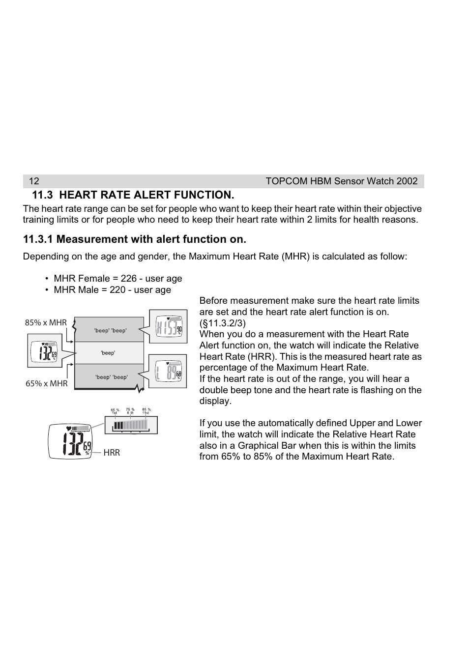 Topcom HBM Sensor Watch 2002 User Manual | Page 12 / 72