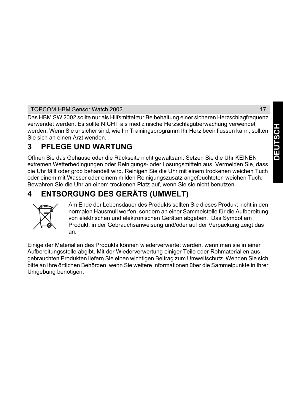 Topcom HBM Sensor Watch 2002 User Manual | Page 17 / 72