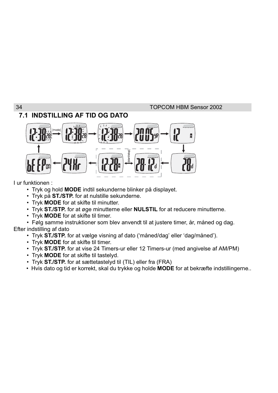 Topcom HBM Sensor Watch 2002 User Manual | Page 34 / 72