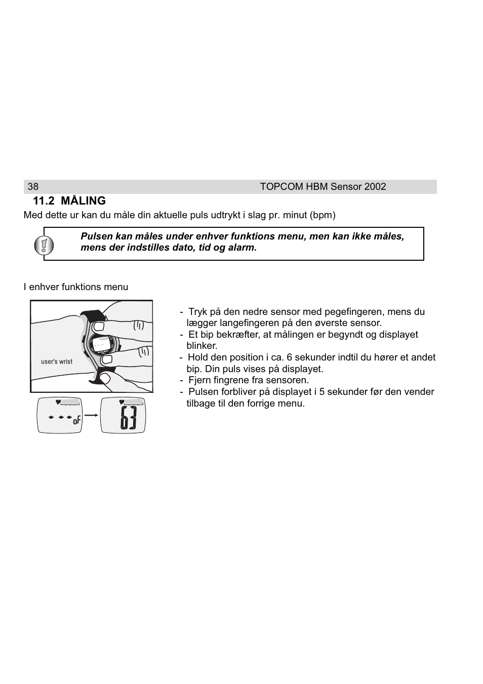 Topcom HBM Sensor Watch 2002 User Manual | Page 38 / 72