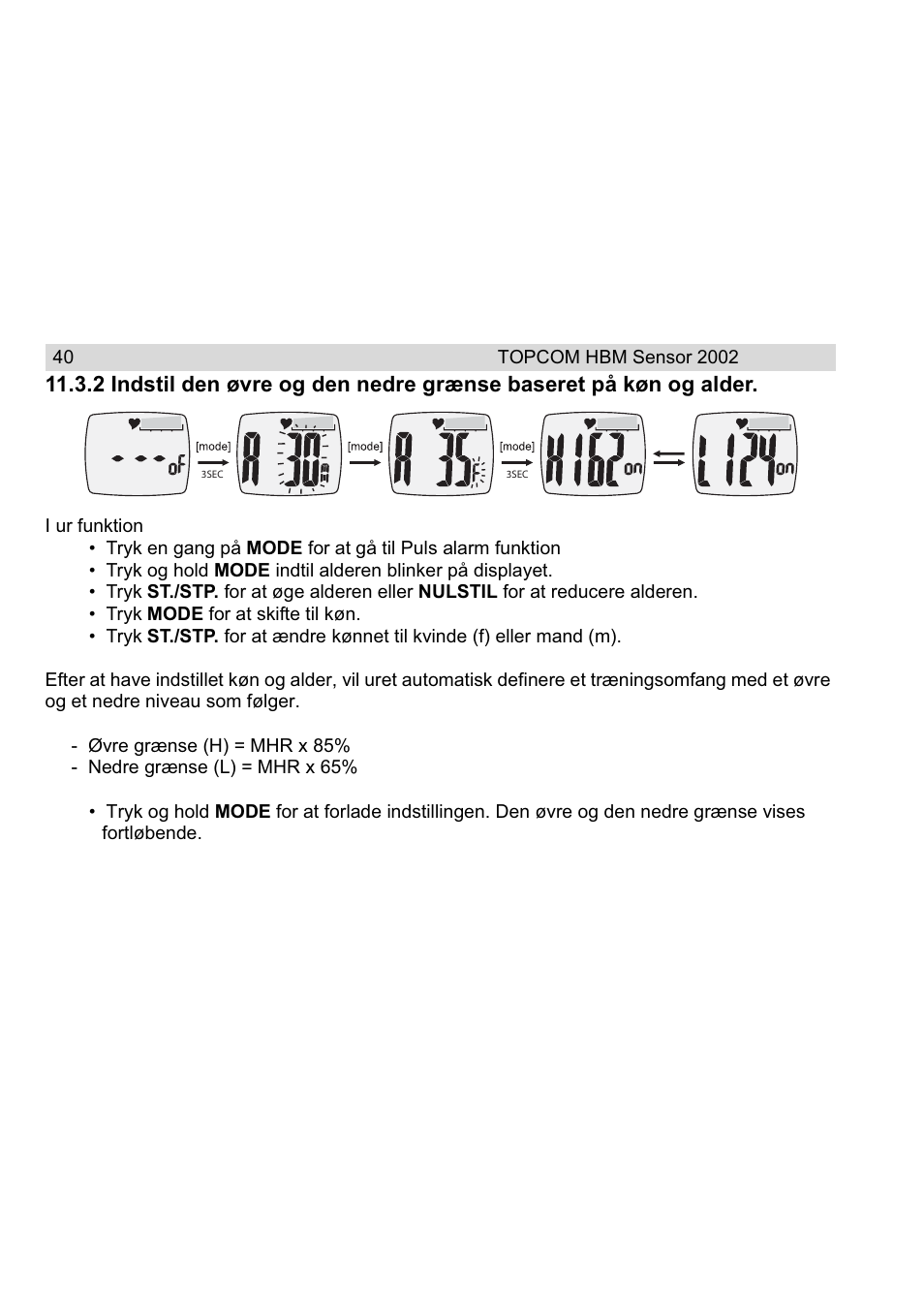 Topcom HBM Sensor Watch 2002 User Manual | Page 40 / 72