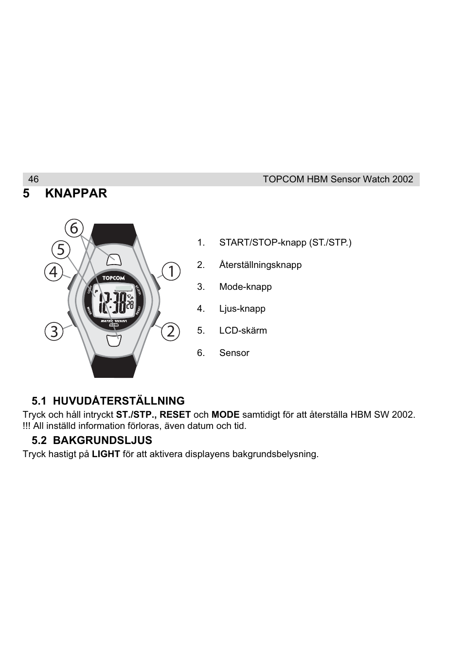 Topcom HBM Sensor Watch 2002 User Manual | Page 46 / 72