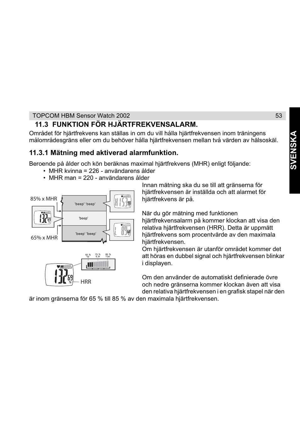 Svenska | Topcom HBM Sensor Watch 2002 User Manual | Page 53 / 72