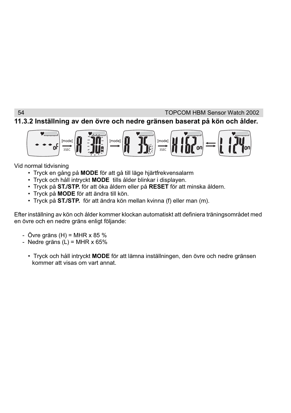 Topcom HBM Sensor Watch 2002 User Manual | Page 54 / 72