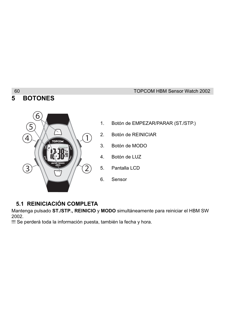 Topcom HBM Sensor Watch 2002 User Manual | Page 60 / 72