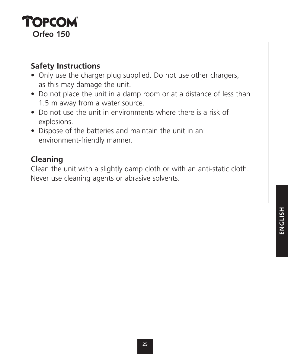Topcom ORFEO 150 User Manual | Page 25 / 44