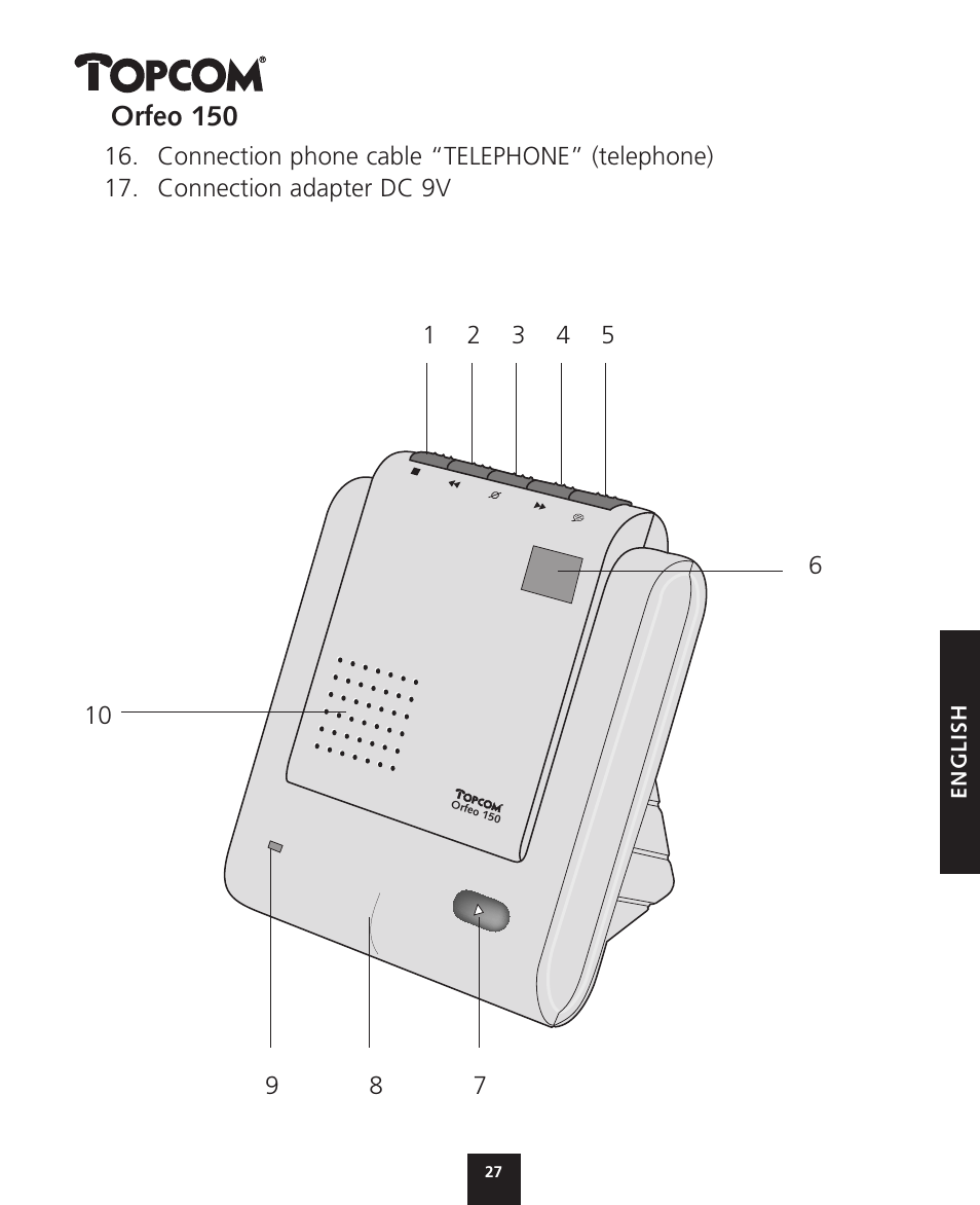 Orfeo 150 | Topcom ORFEO 150 User Manual | Page 27 / 44