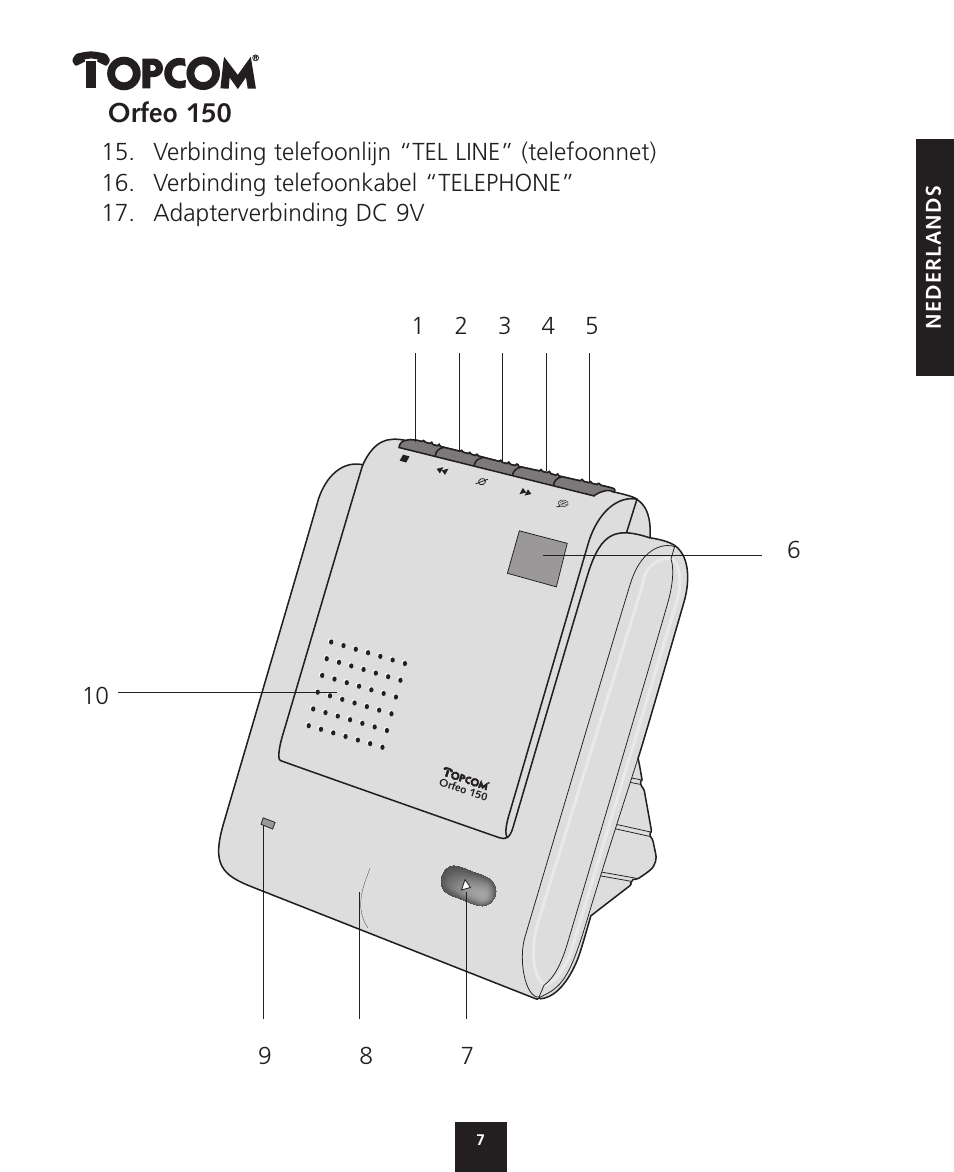 Orfeo 150 | Topcom ORFEO 150 User Manual | Page 7 / 44