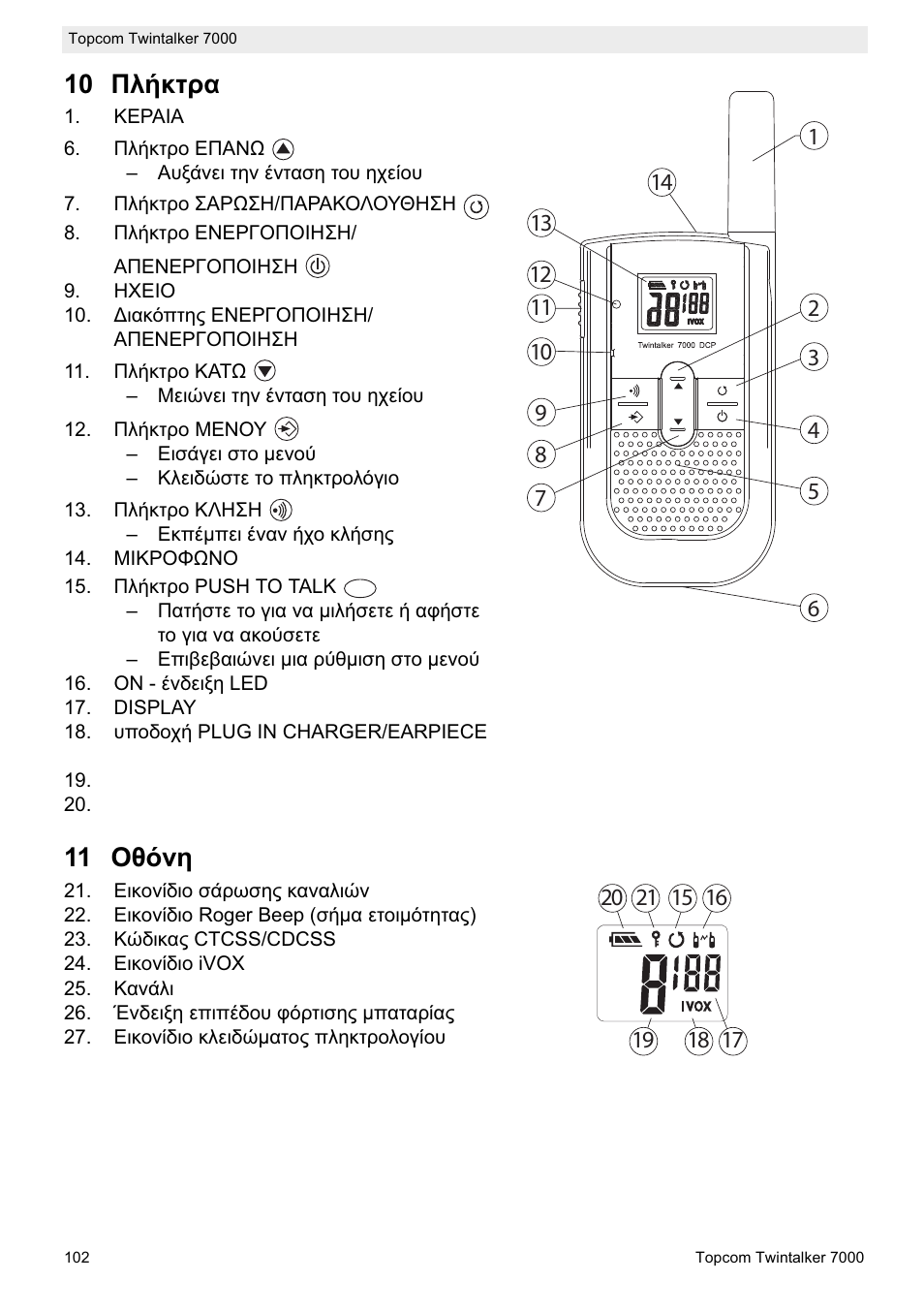 10 ȇȝȓțĳȡį, 11 ȅșȩȟș | Topcom TWINTALKER 7000 User Manual | Page 102 / 148