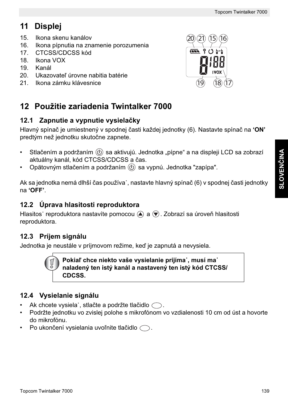 11 displej | Topcom TWINTALKER 7000 User Manual | Page 139 / 148