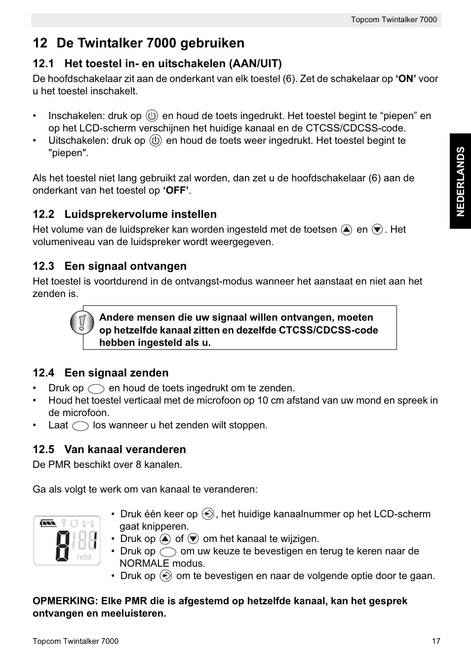 Topcom TWINTALKER 7000 User Manual | Page 17 / 148