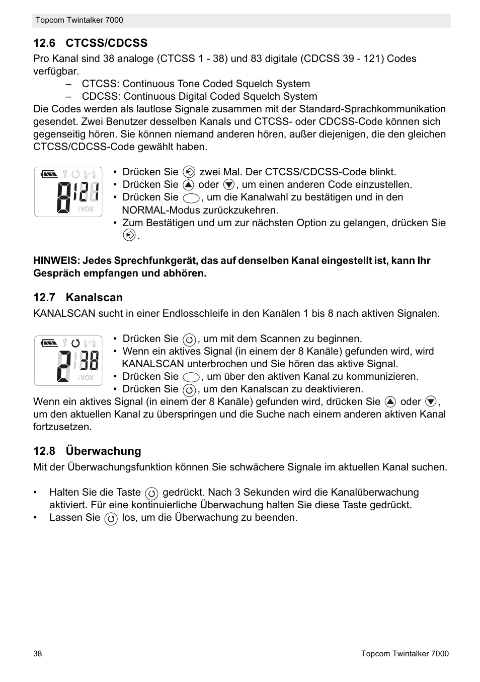 Topcom TWINTALKER 7000 User Manual | Page 38 / 148