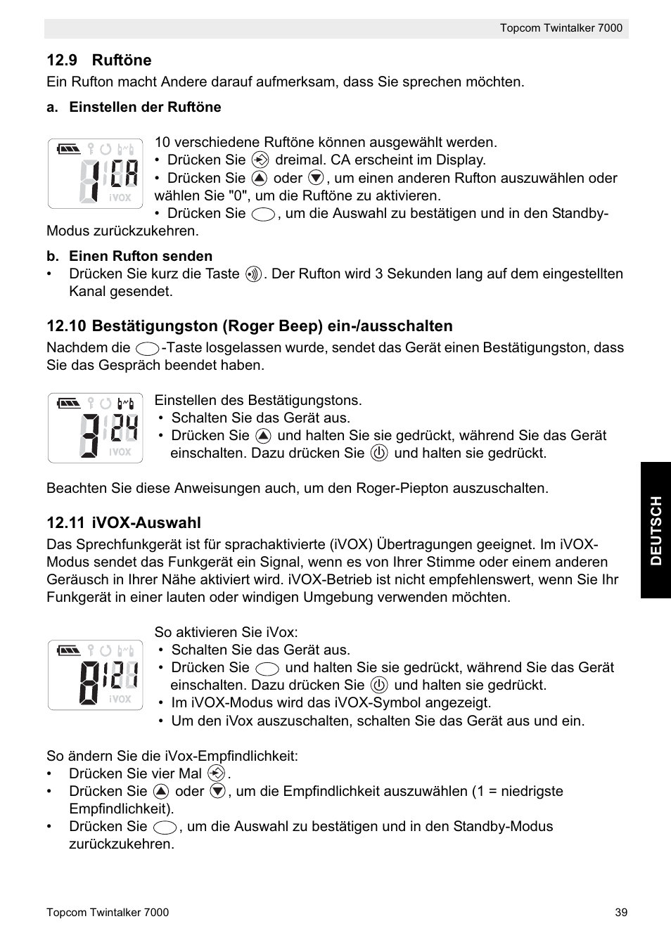 Topcom TWINTALKER 7000 User Manual | Page 39 / 148