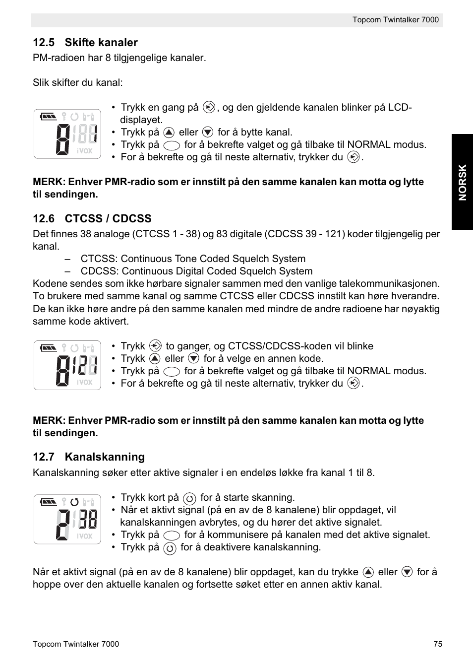 Topcom TWINTALKER 7000 User Manual | Page 75 / 148
