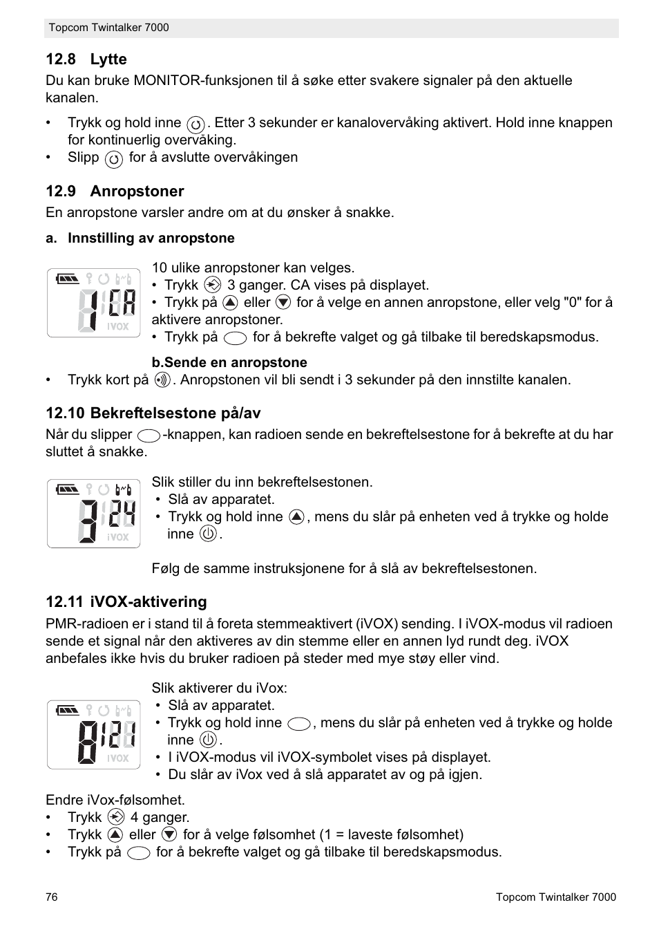 Topcom TWINTALKER 7000 User Manual | Page 76 / 148