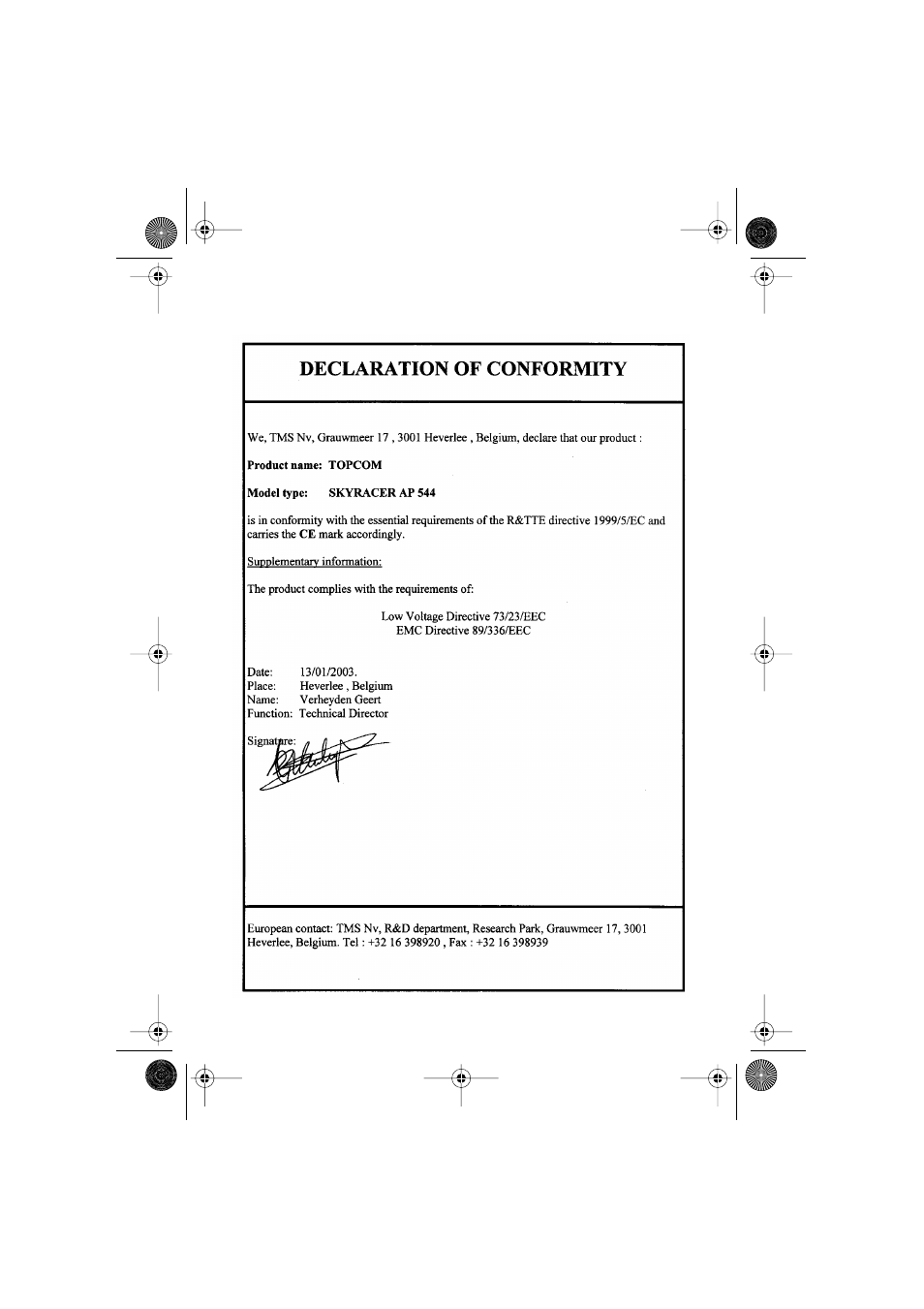 Topcom Skyr@cer 544 User Manual | Page 3 / 196