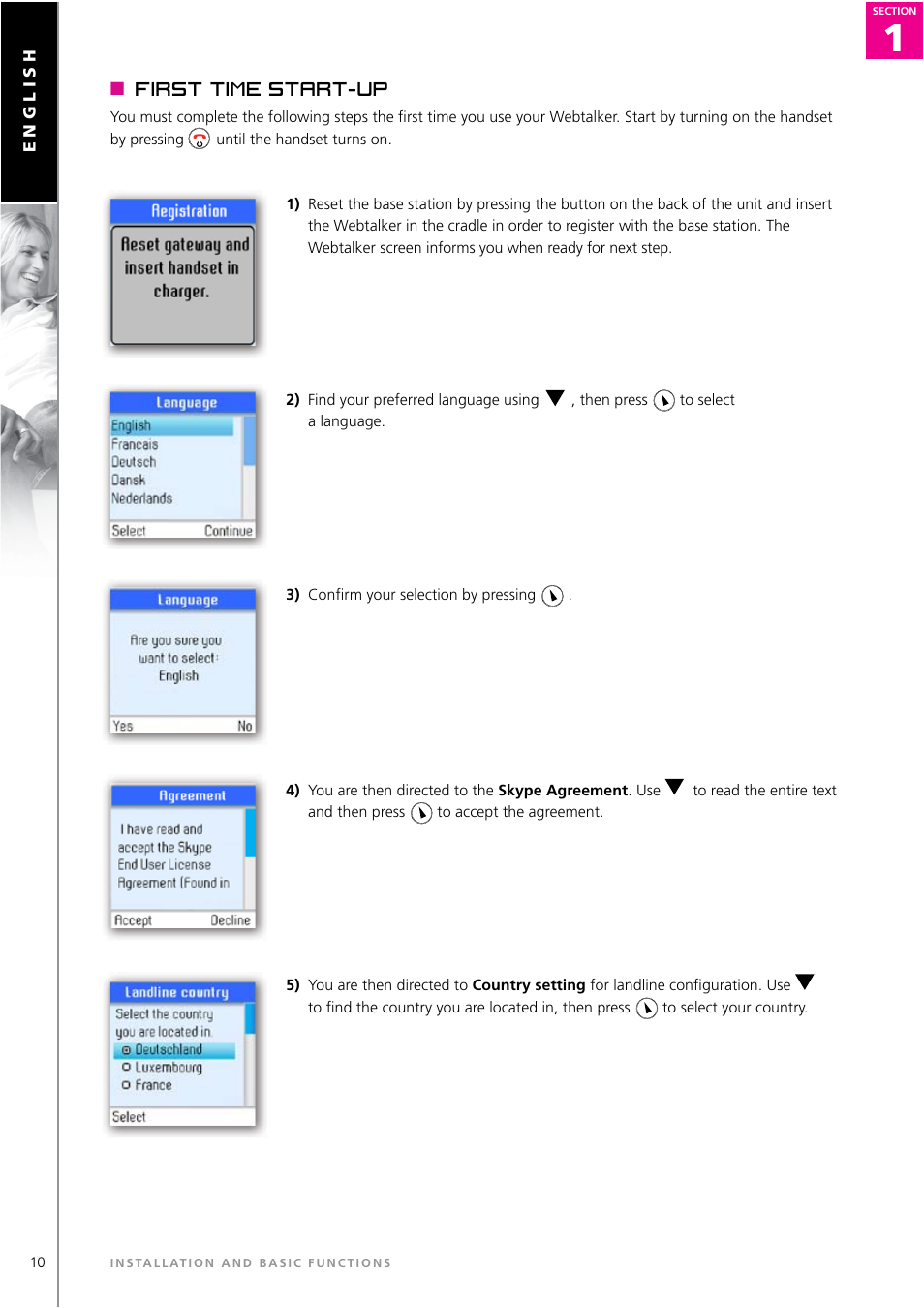 First time start-up | Topcom WEBTALKER 6000 User Manual | Page 10 / 88