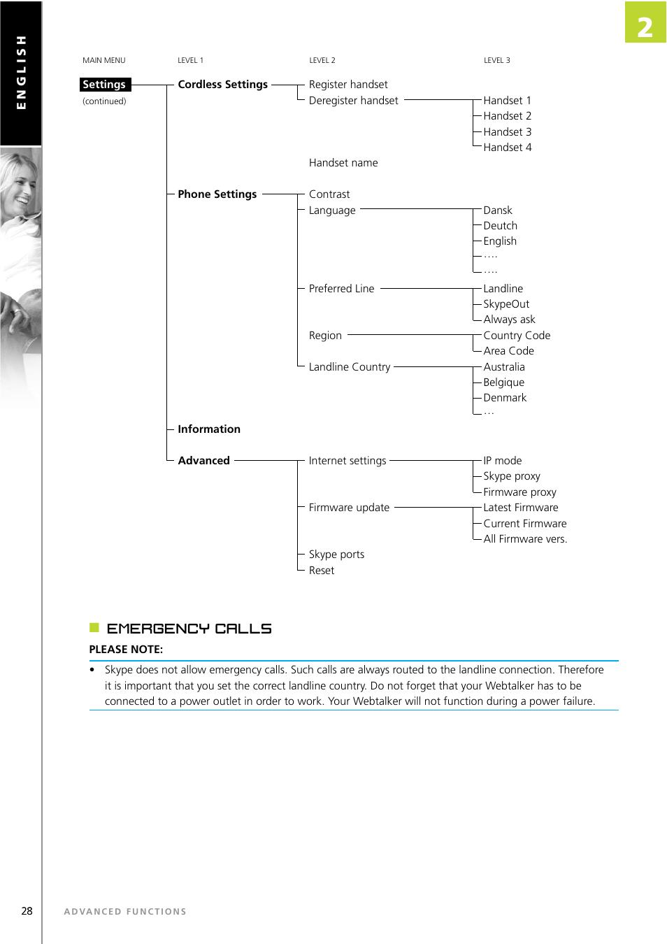 Emergency calls | Topcom WEBTALKER 6000 User Manual | Page 28 / 88