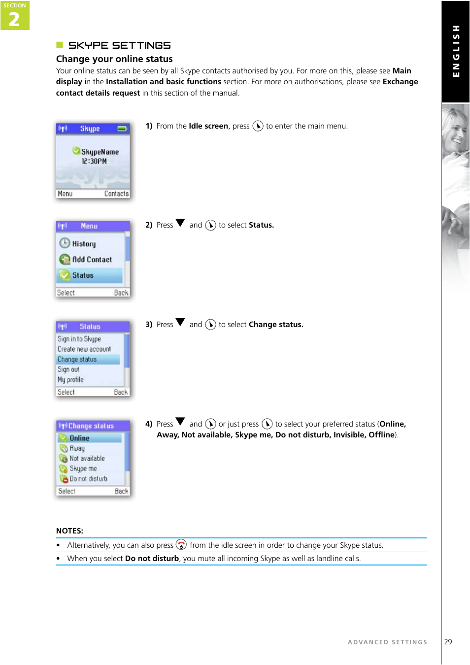 Skype settings | Topcom WEBTALKER 6000 User Manual | Page 29 / 88