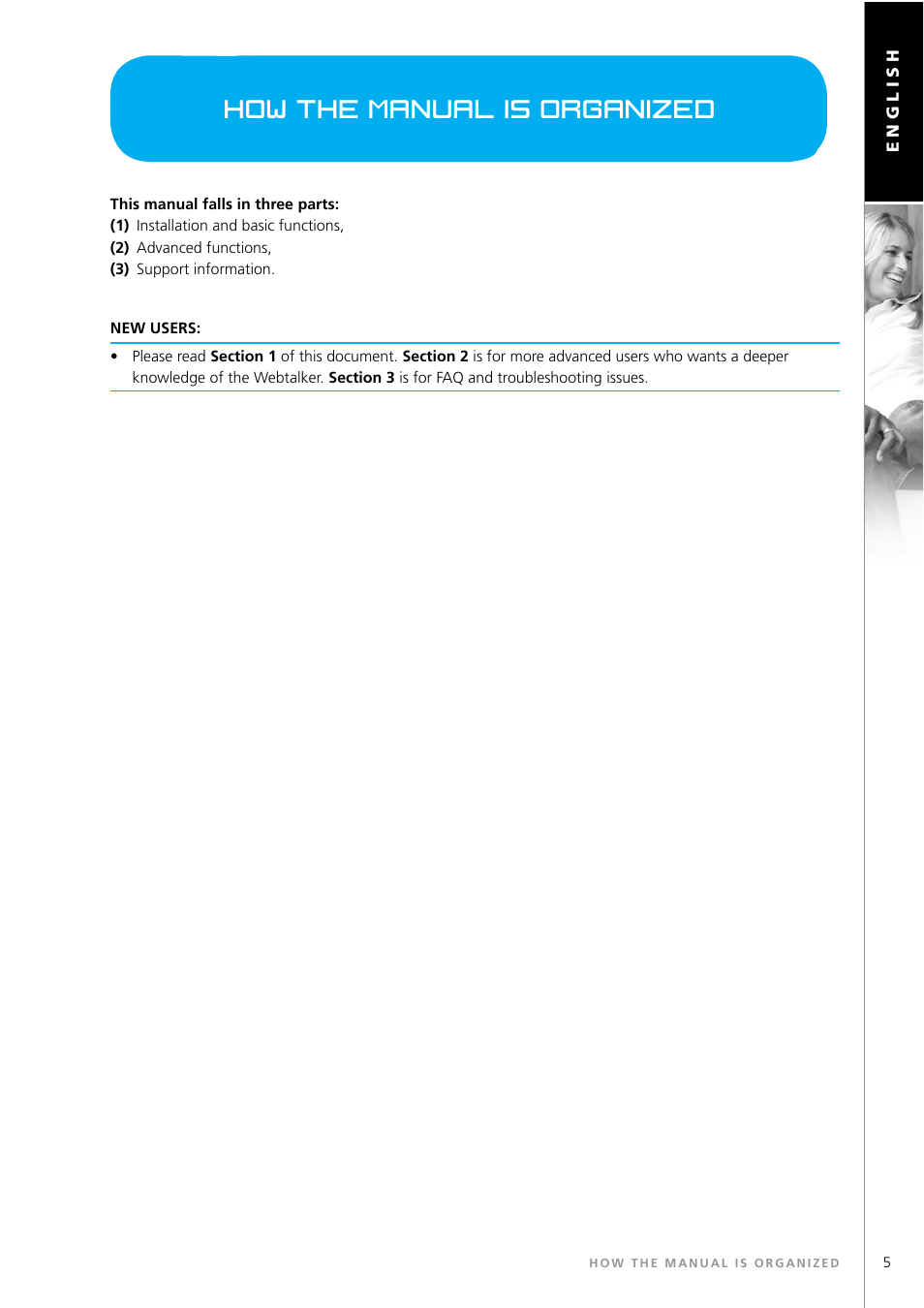 How the manual is organized | Topcom WEBTALKER 6000 User Manual | Page 5 / 88