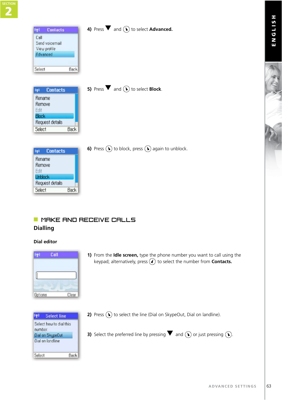 Make and receive calls | Topcom WEBTALKER 6000 User Manual | Page 63 / 88