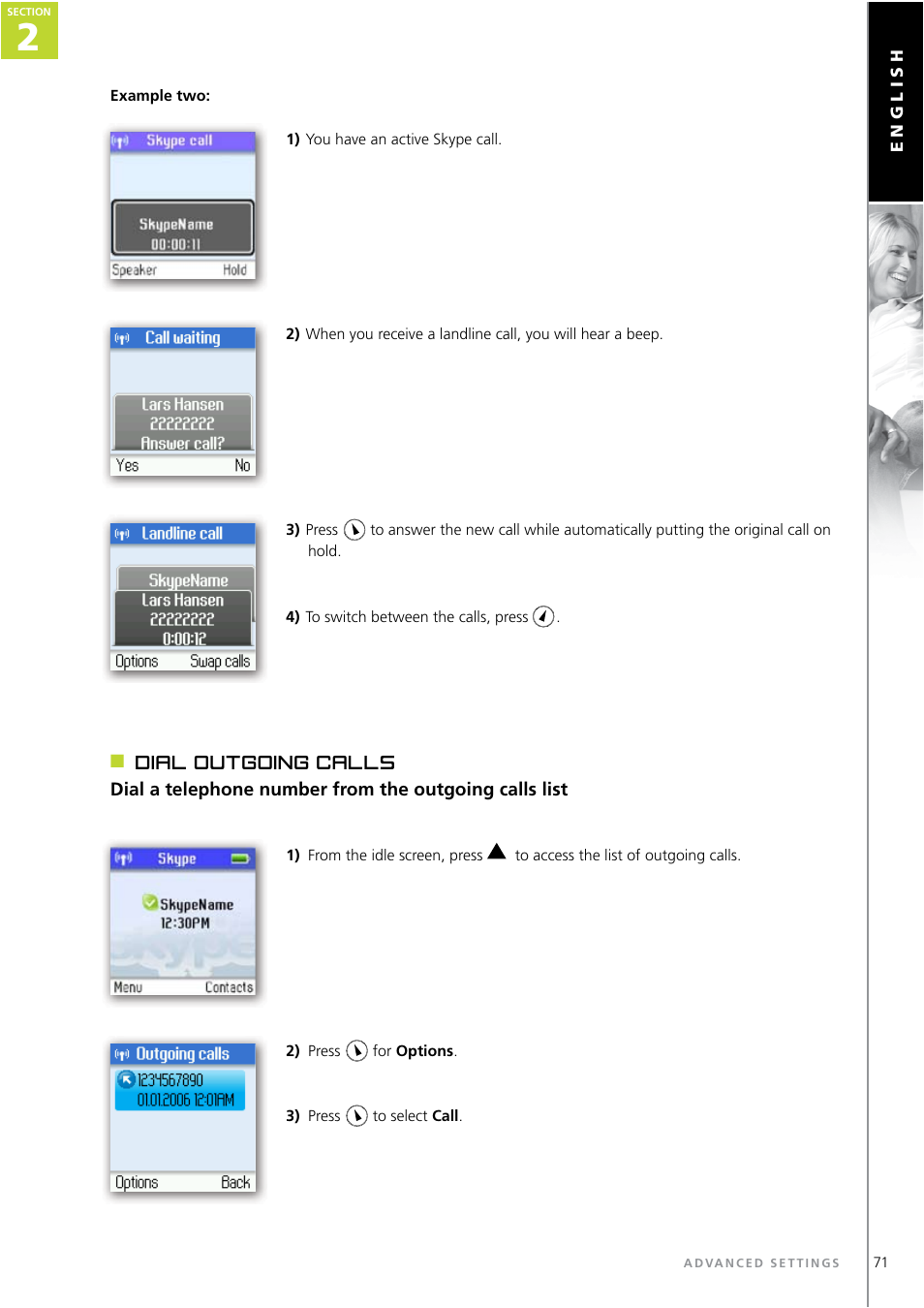 Dial outgoing calls | Topcom WEBTALKER 6000 User Manual | Page 71 / 88