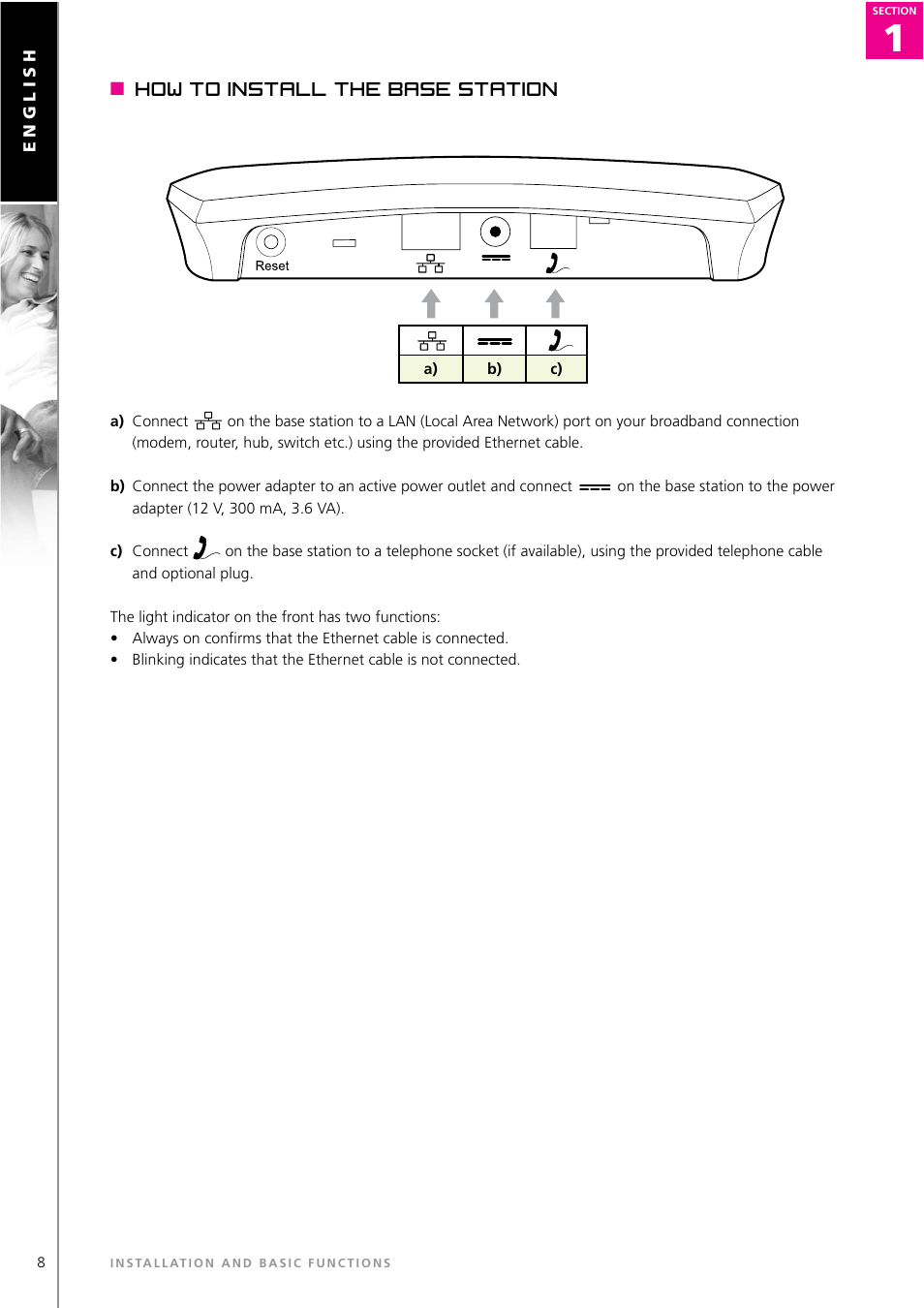 Dear customer, How to install the base station | Topcom WEBTALKER 6000 User Manual | Page 8 / 88