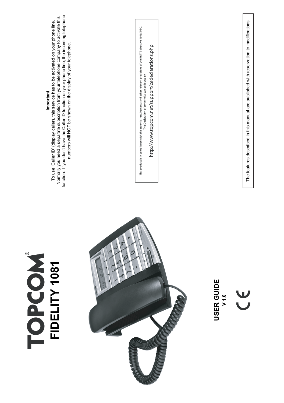 Topcom FIDELITY 1081 User Manual | 8 pages