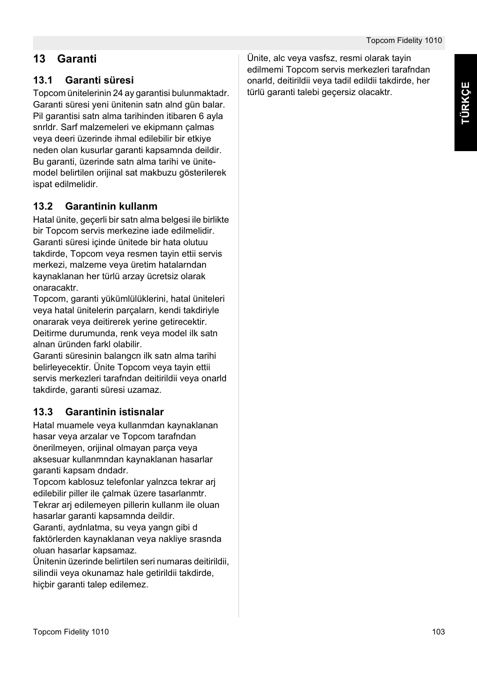Topcom FIDELITY 1010 User Manual | Page 103 / 108